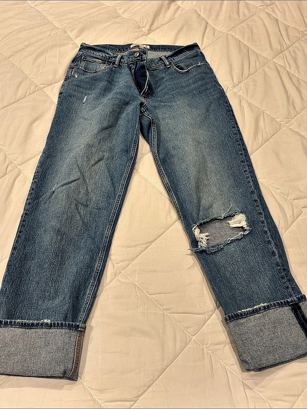 Abercrombie & Fitch The 90s Straight Low Rise Jeans Blue Waist 31